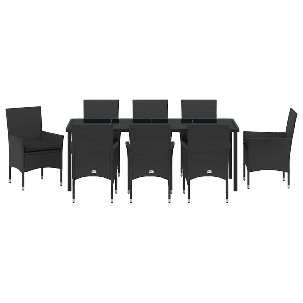 Ensemble de salle à manger pour jardin 9 pcs Noir polyrotin