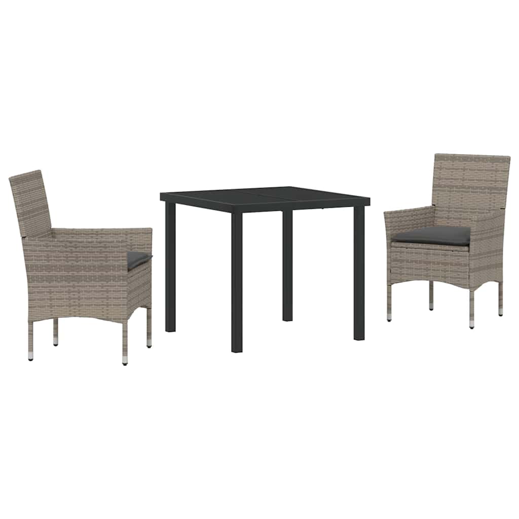 Ensemble de salle à manger pour jardin 3 pcs Gris polyrotin - XIOS