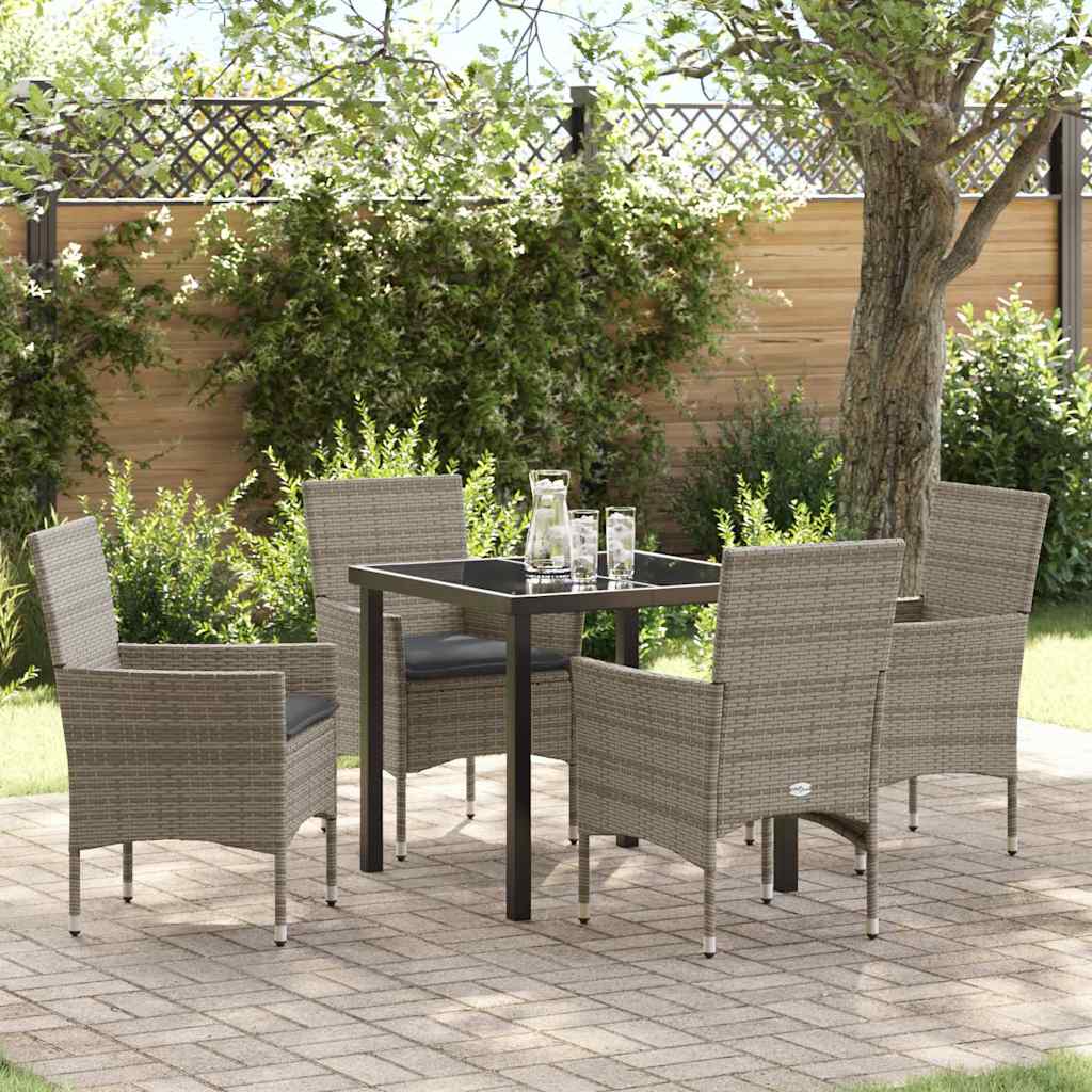 Ensemble de salle à manger pour jardin 5 pcs Gris polyrotin - XIOS