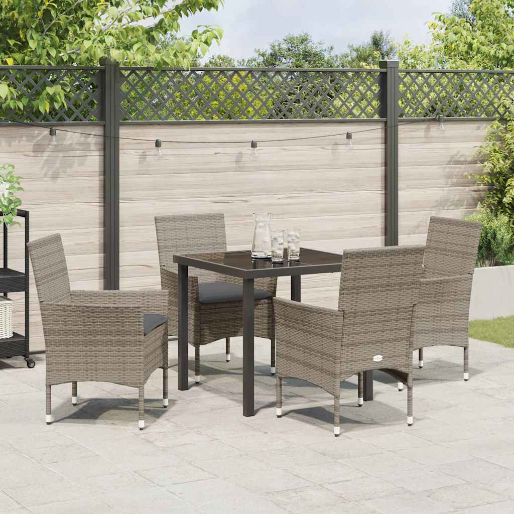 Ensemble de salle à manger pour jardin 5 pcs Gris polyrotin - XIOS