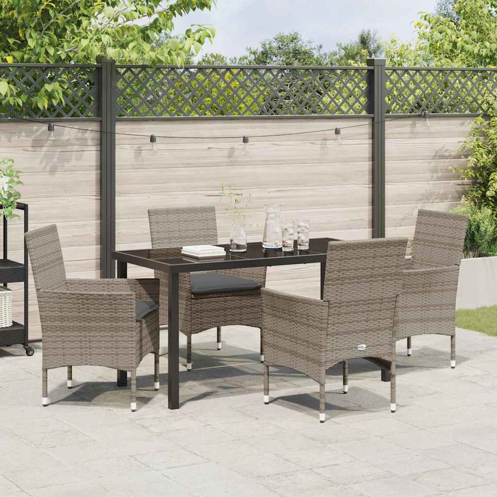 Ensemble de salle à manger pour jardin 5 pcs Gris polyrotin - XIOS