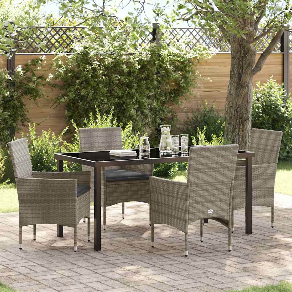 Ensemble de salle à manger pour jardin 5 pcs Gris polyrotin - XIOS