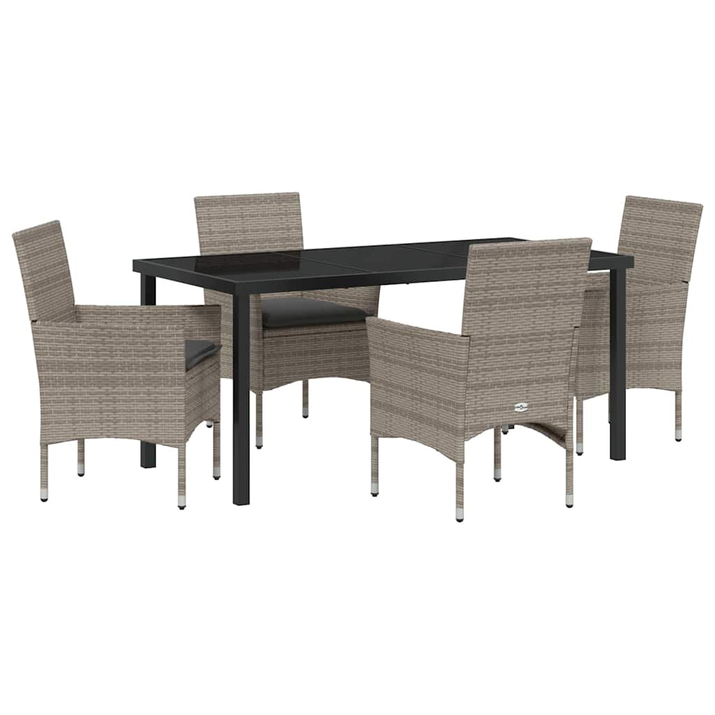 Ensemble de salle à manger pour jardin 5 pcs Gris polyrotin - XIOS