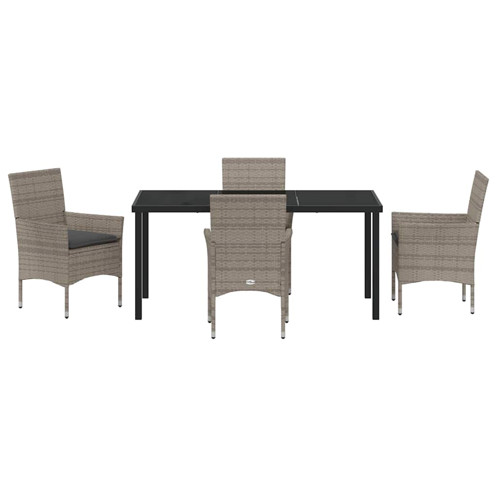 Ensemble de salle à manger pour jardin 5 pcs Gris polyrotin - XIOS
