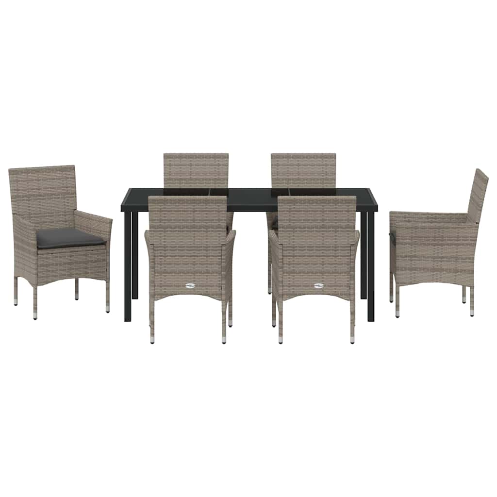 Ensemble de salle à manger pour jardin 7 pcs Gris polyrotin - XIOS