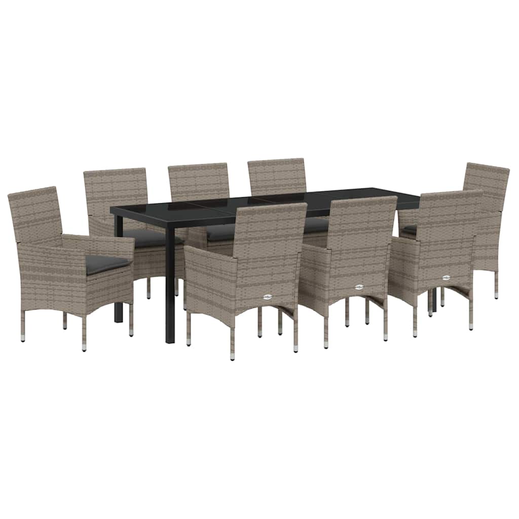 Ensemble de salle à manger pour jardin 9 pcs Gris polyrotin - XIOS