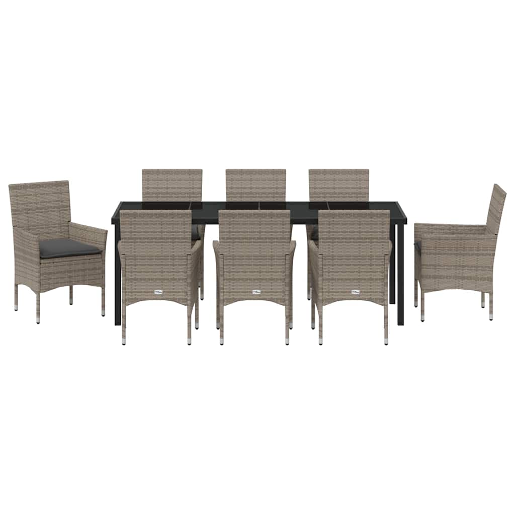 Ensemble de salle à manger pour jardin 9 pcs Gris polyrotin - XIOS