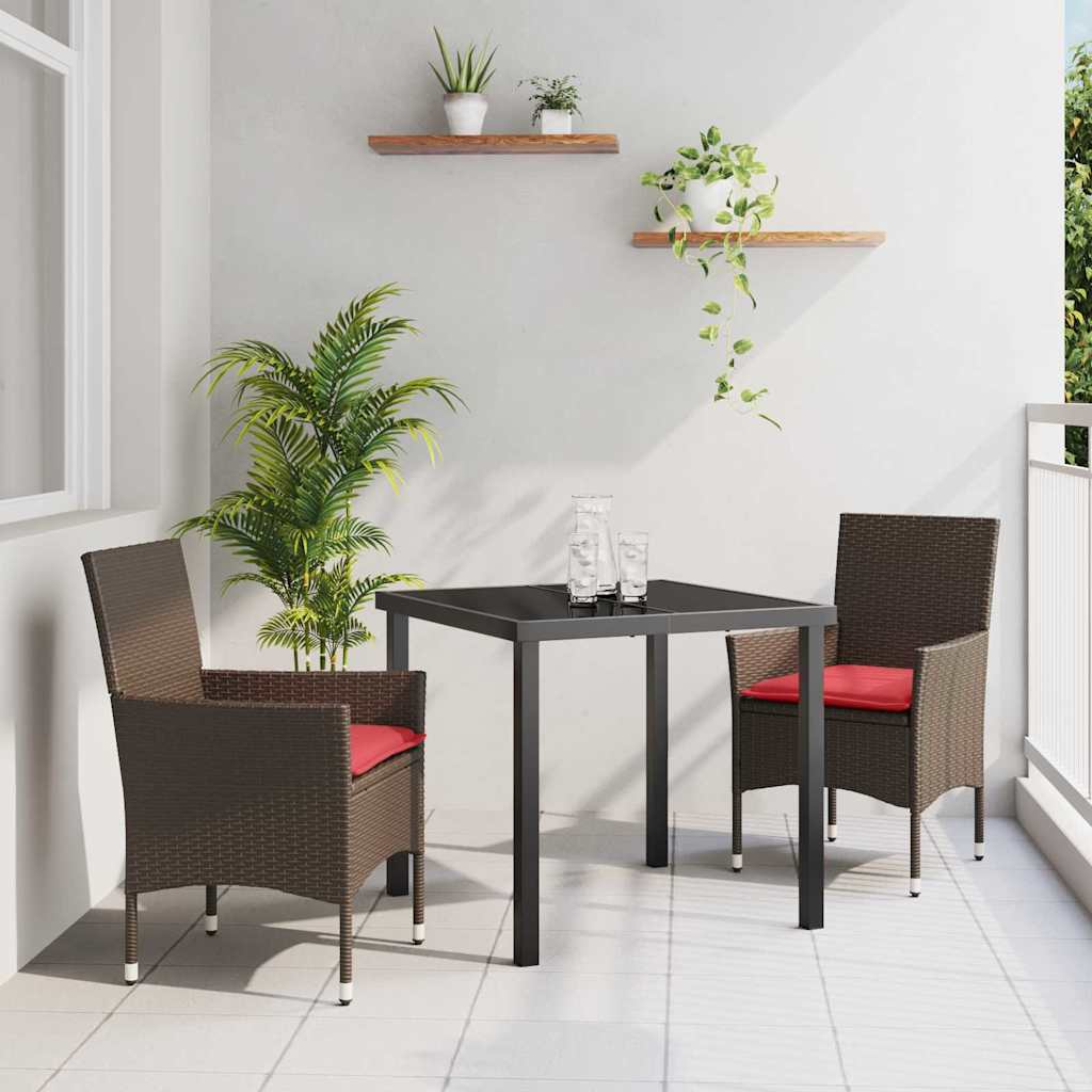 Ensemble table et chaises avec coussin 3 pcs Marron Rotin PE - XIOS