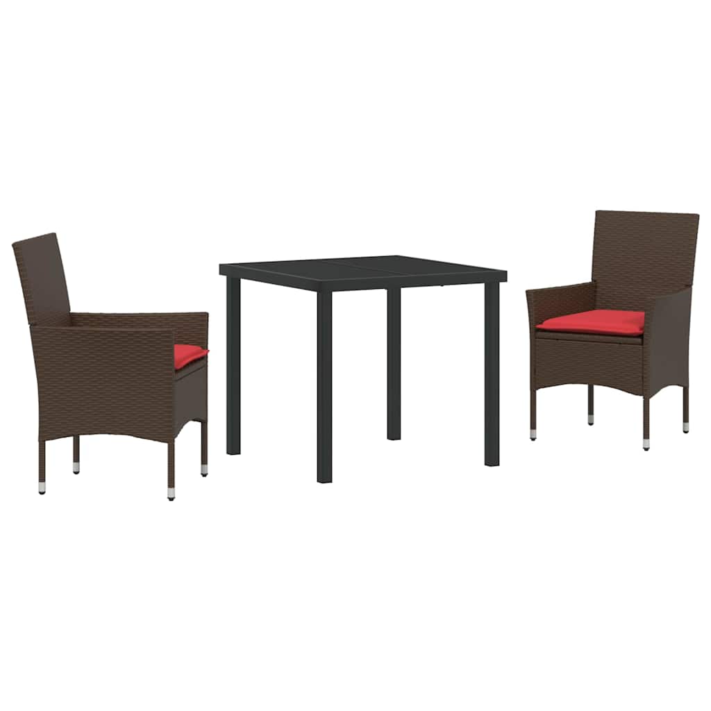 Ensemble table et chaises avec coussin 3 pcs Marron Rotin PE - XIOS