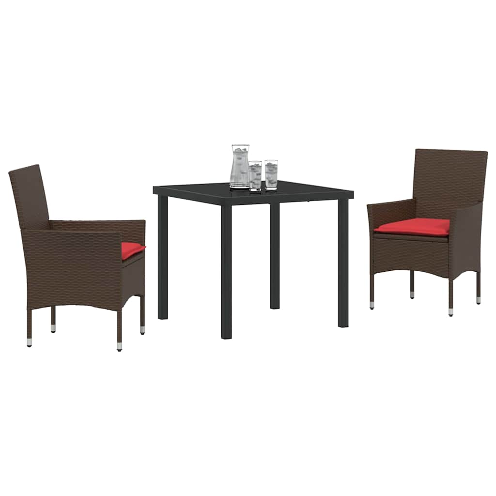 Ensemble table et chaises avec coussin 3 pcs Marron Rotin PE - XIOS