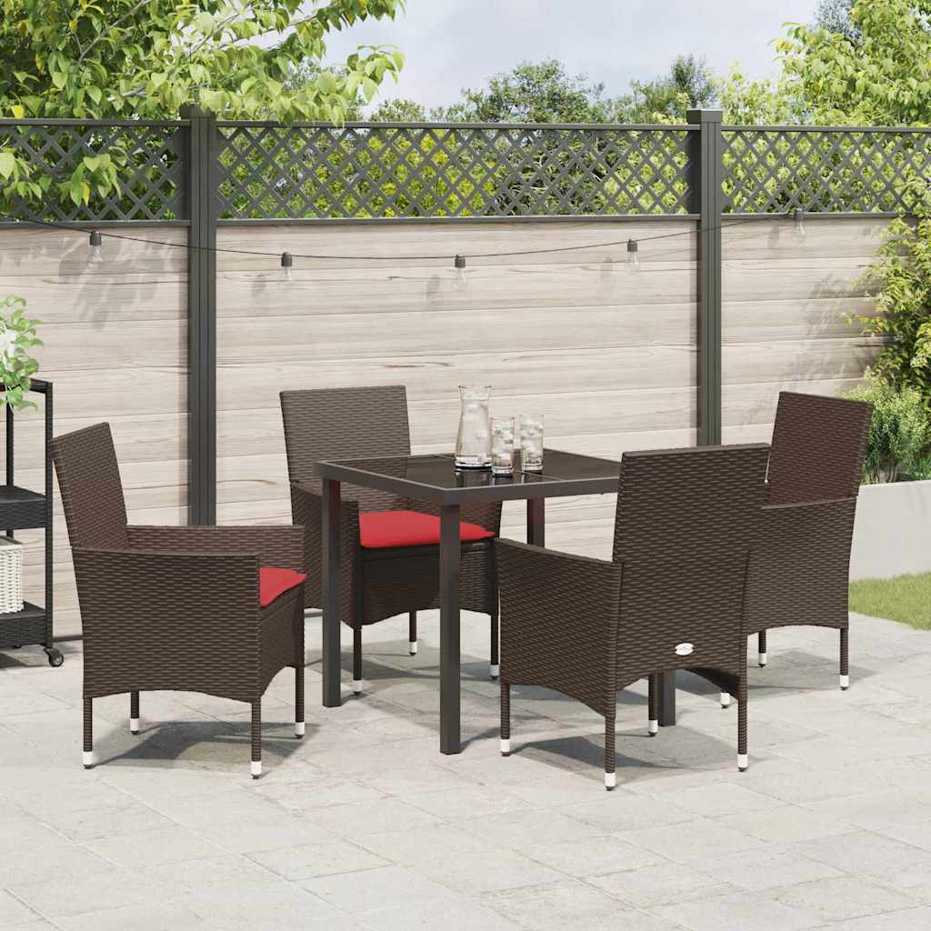 Ensemble table et chaises avec coussin 5 pcs Marron Rotin PE - XIOS