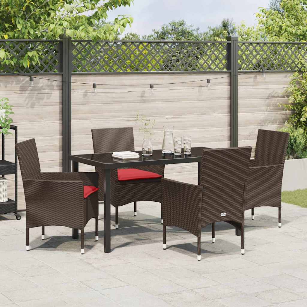 Ensemble table et chaises avec coussin 5 pcs Marron Rotin PE - XIOS