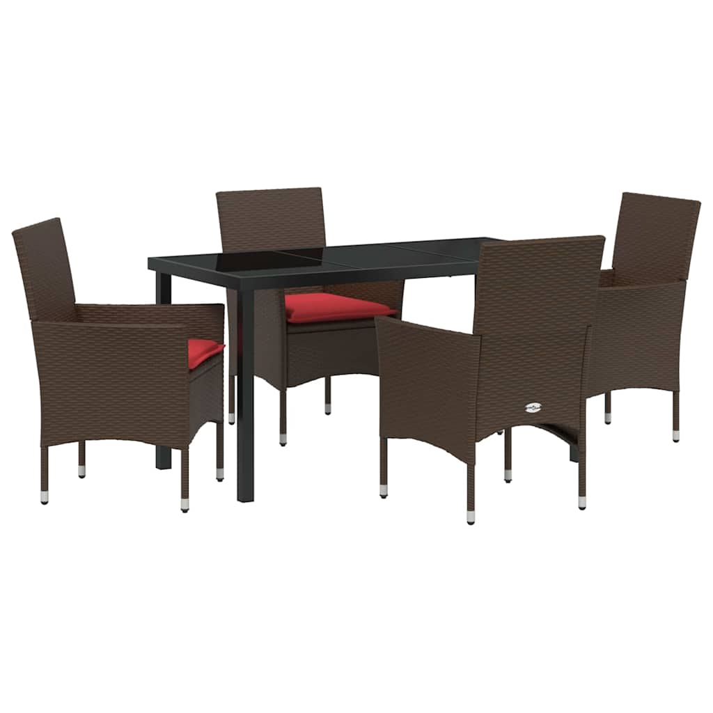 Ensemble table et chaises avec coussin 5 pcs Marron Rotin PE - XIOS