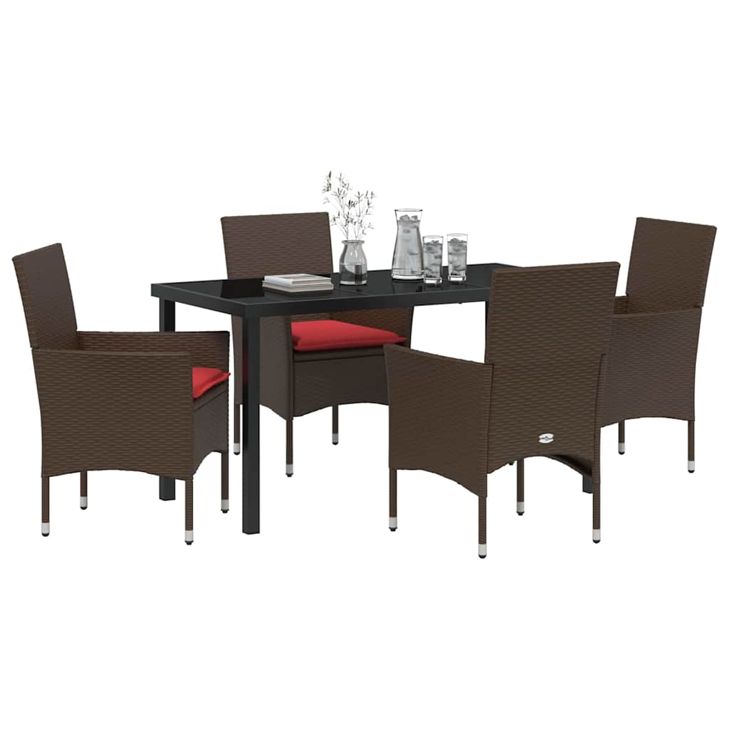 Ensemble table et chaises avec coussin 5 pcs Marron Rotin PE - XIOS