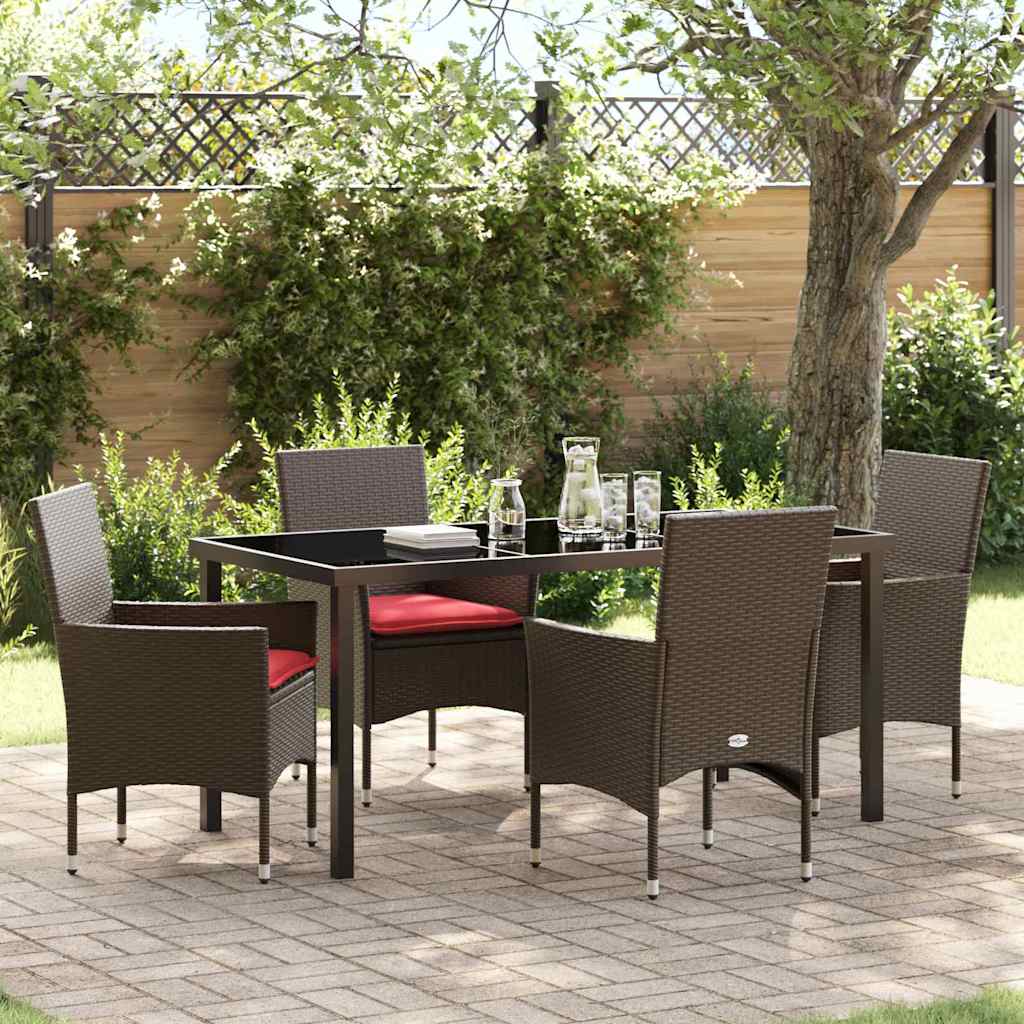 Ensemble table et chaises avec coussin 5 pcs Marron Rotin PE - XIOS