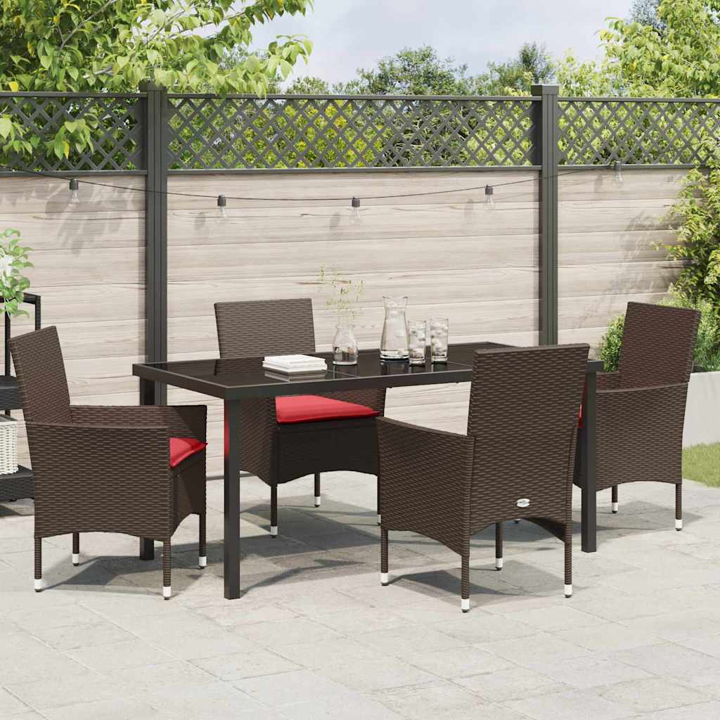 Ensemble table et chaises avec coussin 5 pcs Marron Rotin PE - XIOS