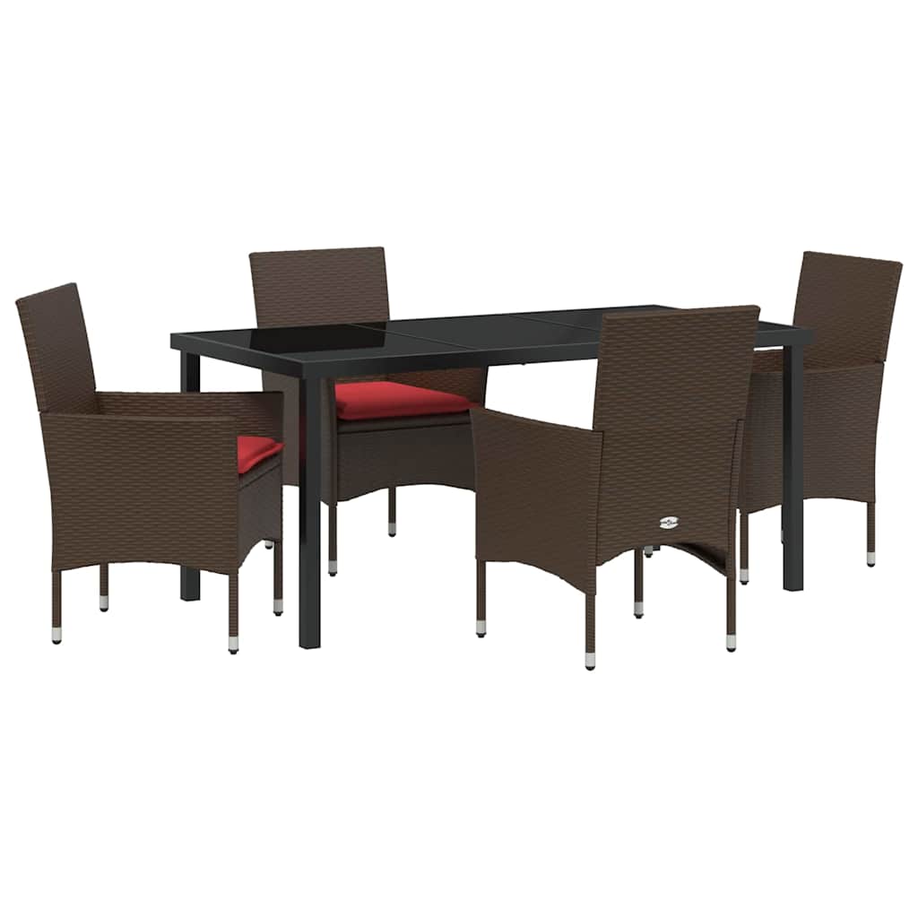 Ensemble table et chaises avec coussin 5 pcs Marron Rotin PE - XIOS