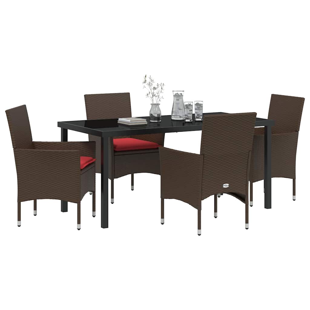 Ensemble table et chaises avec coussin 5 pcs Marron Rotin PE - XIOS