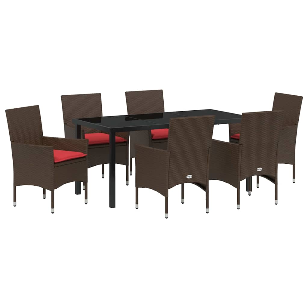 Ensemble table et chaises avec coussin 7 pcs Marron Rotin PE - XIOS