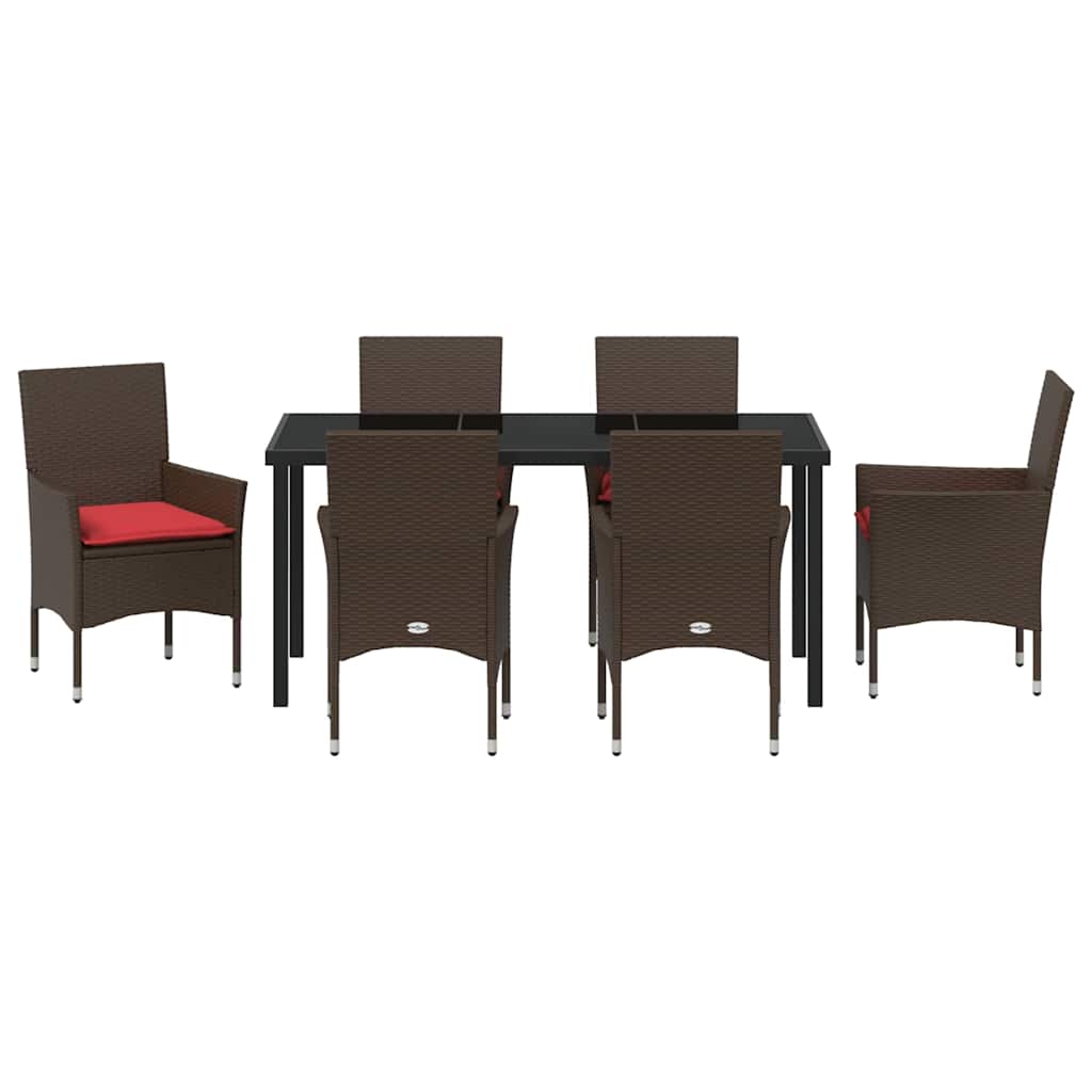 Ensemble table et chaises avec coussin 7 pcs Marron Rotin PE - XIOS