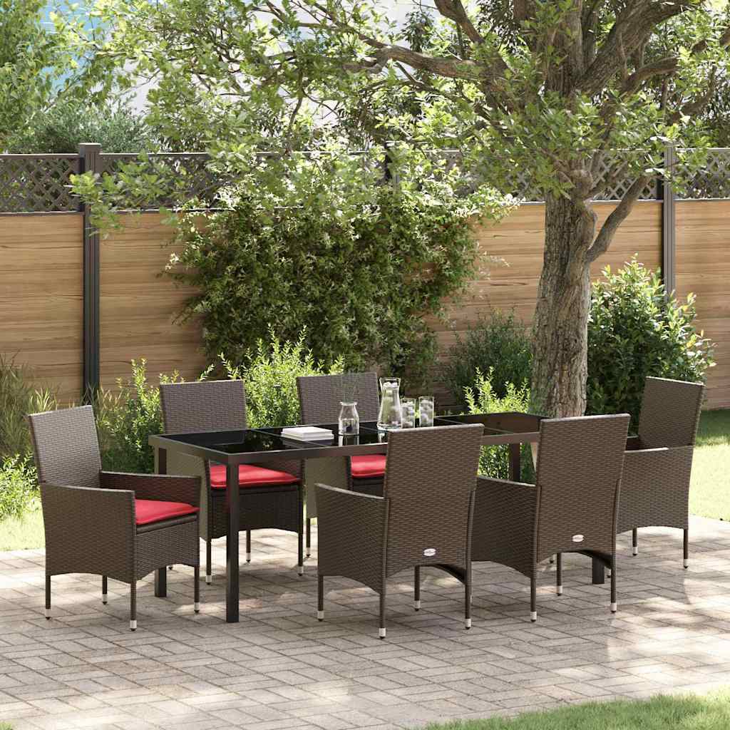 Ensemble table et chaises avec coussin 7 pcs Marron Rotin PE - XIOS