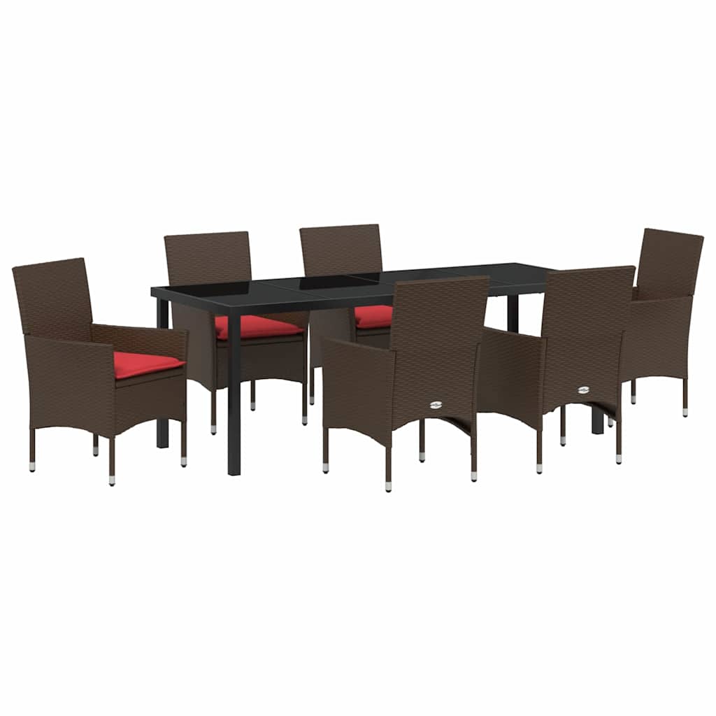 Ensemble table et chaises avec coussin 7 pcs Marron Rotin PE - XIOS