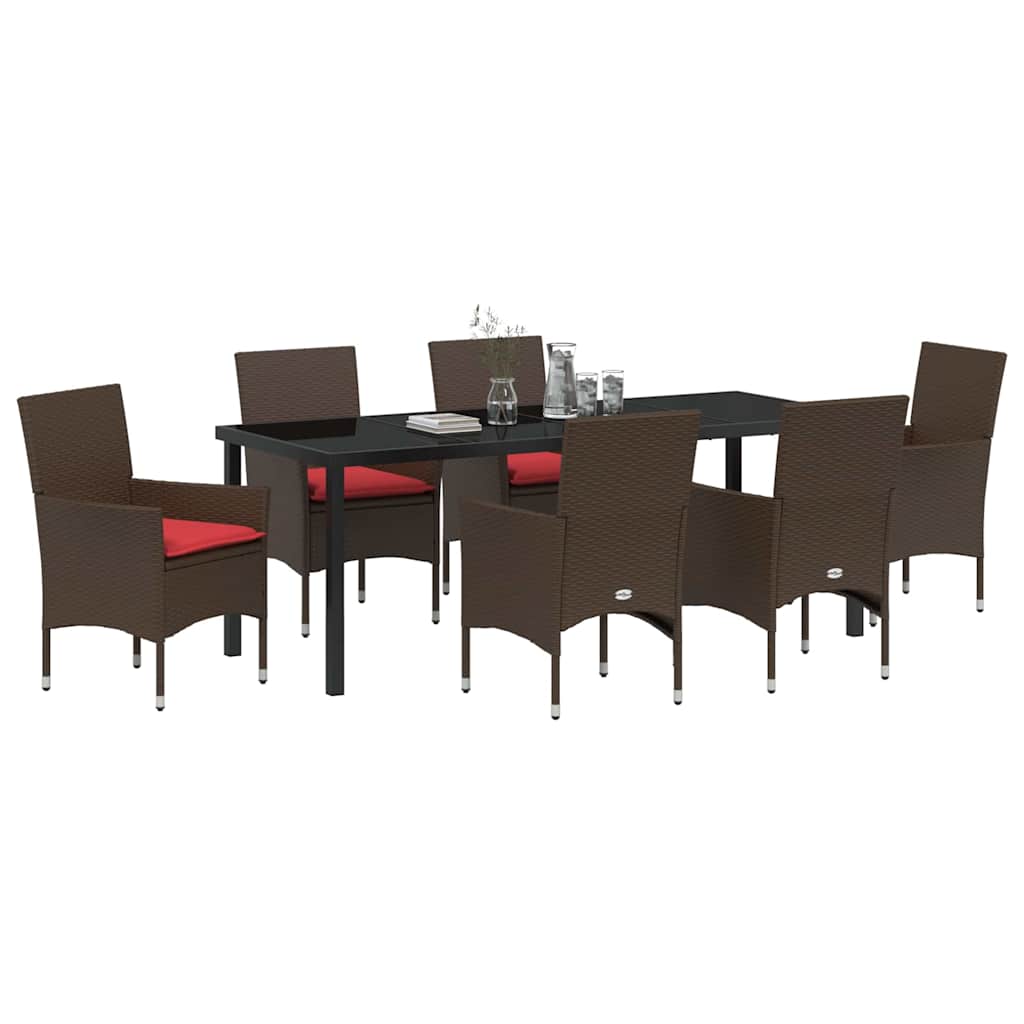 Ensemble table et chaises avec coussin 7 pcs Marron Rotin PE - XIOS