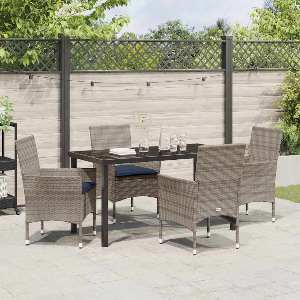 Ensemble table et chaises avec coussin 5 pcs Gris Rotin PE - XIOS