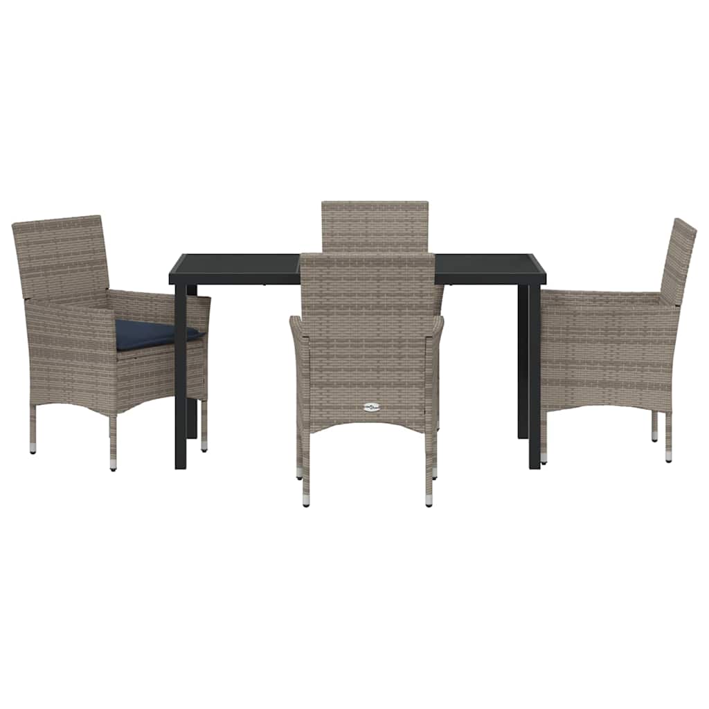Ensemble table et chaises avec coussin 5 pcs Gris Rotin PE - XIOS