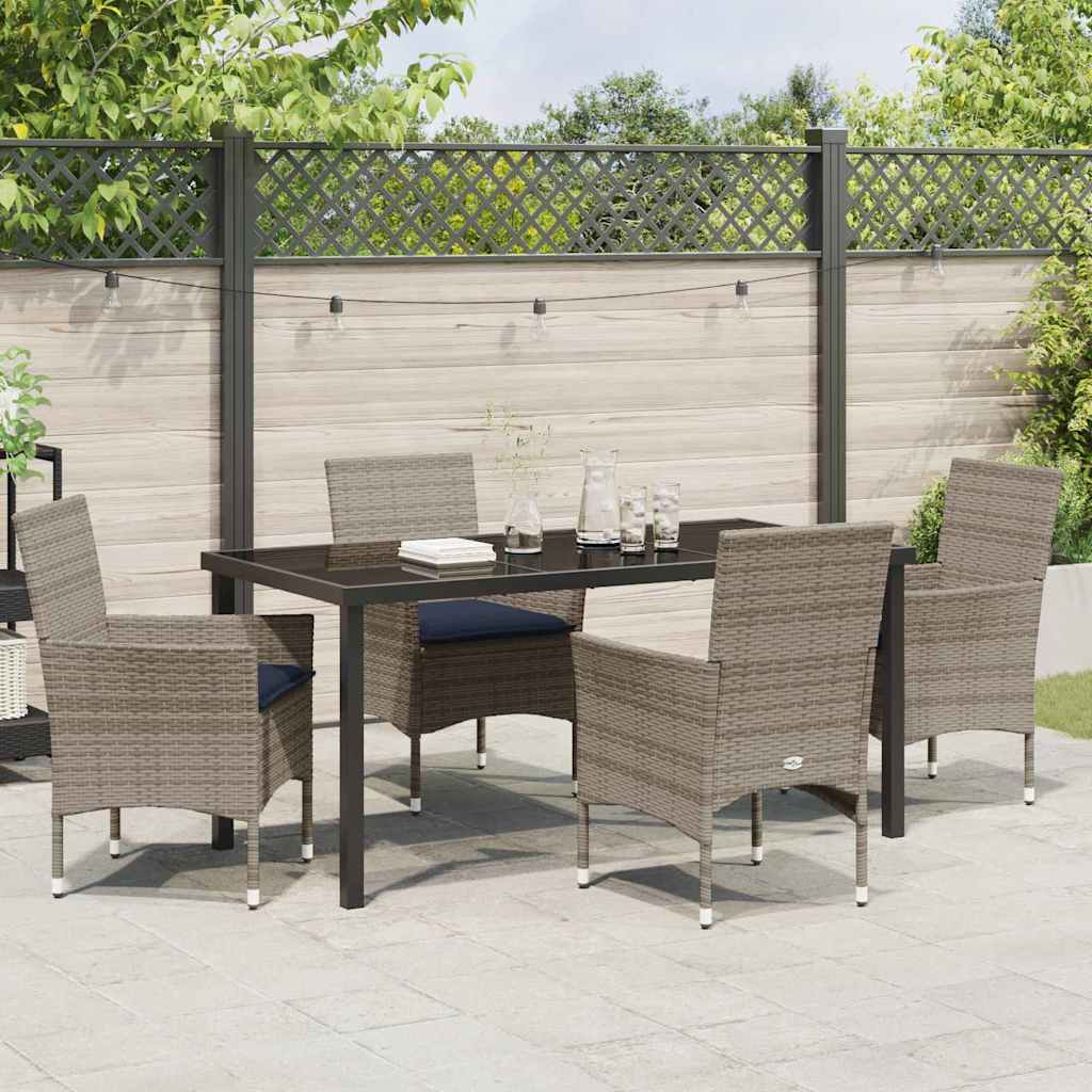 Ensemble table et chaises avec coussin 5 pcs Gris Rotin PE - XIOS