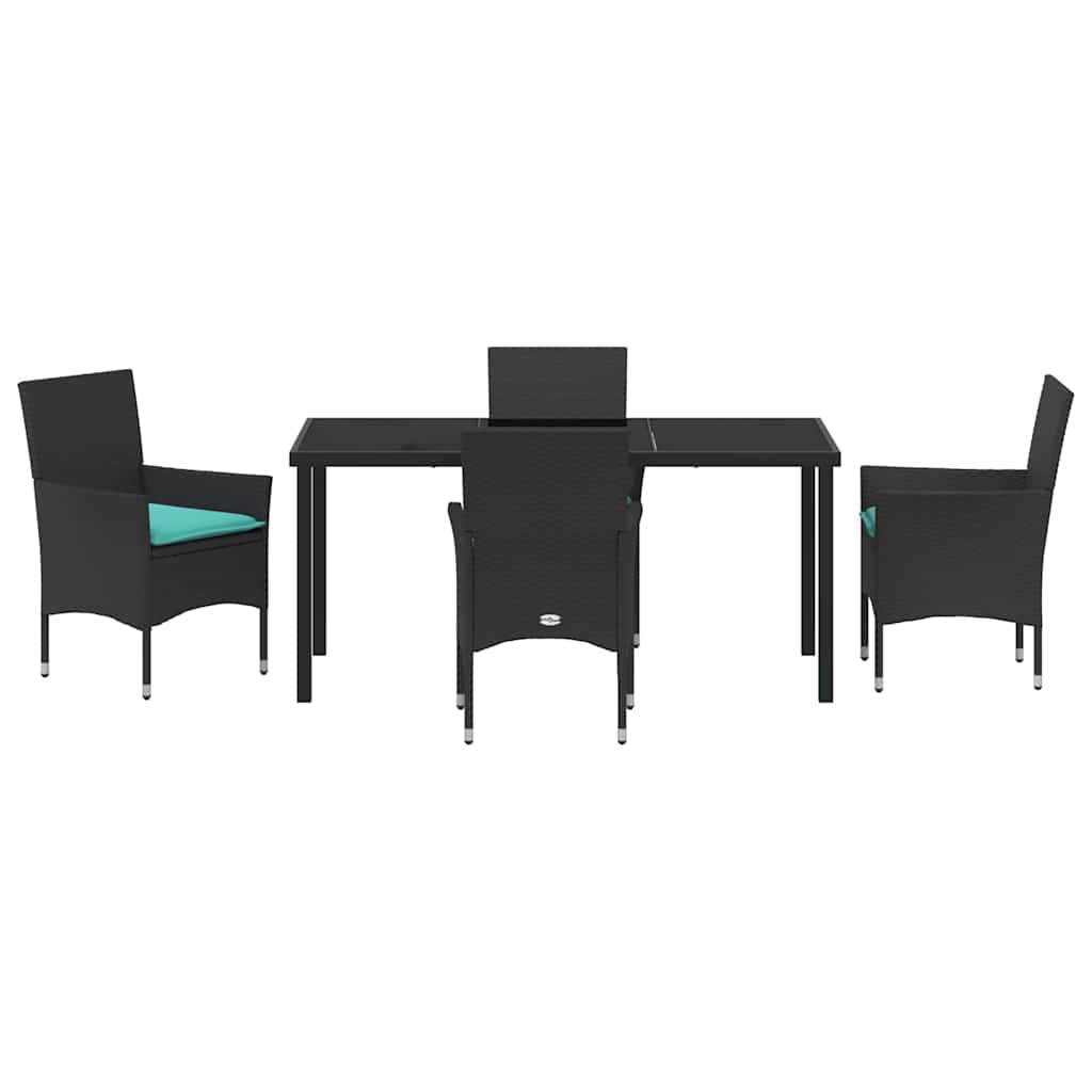 Ensemble table et chaises avec coussin 5 pcs Noir Rotin PE - XIOS