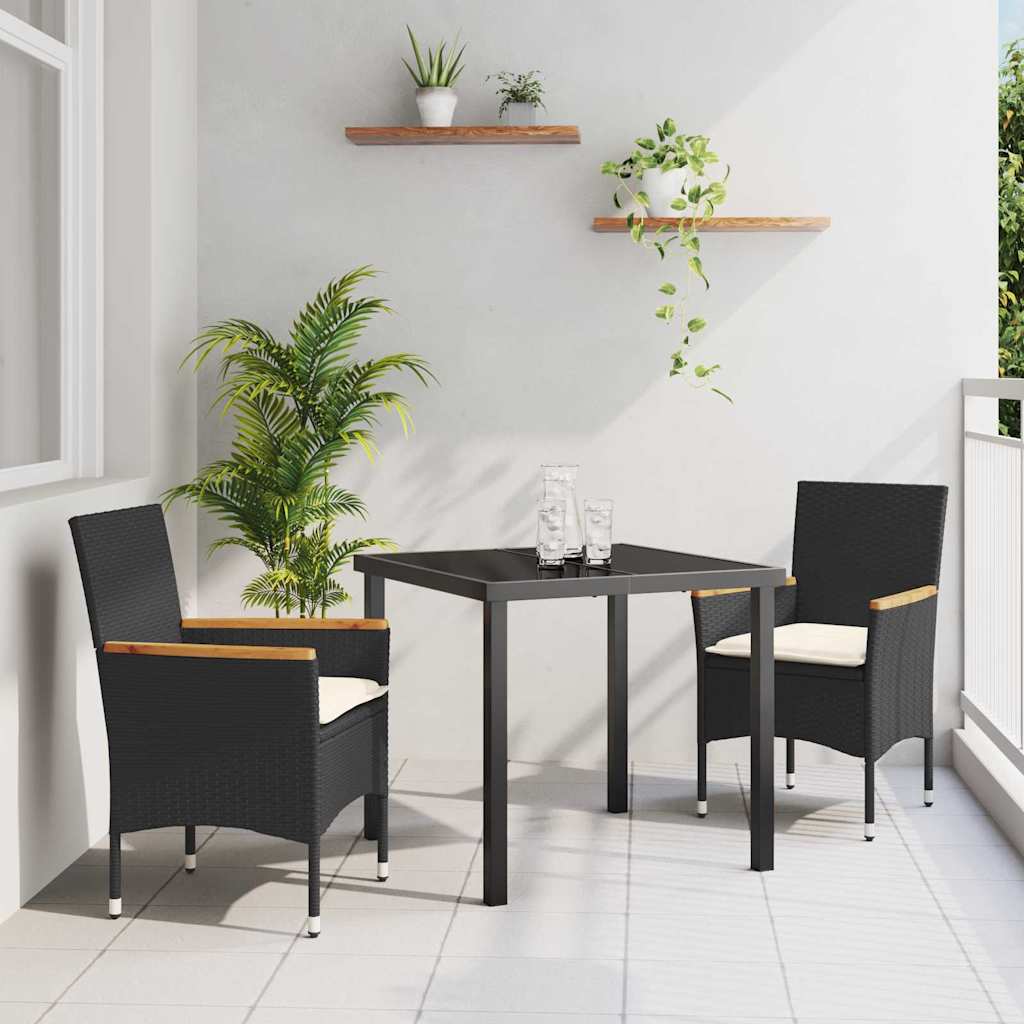 Ensemble de salle à manger pour jardin 3 pcs Noir polyrotin - XIOS