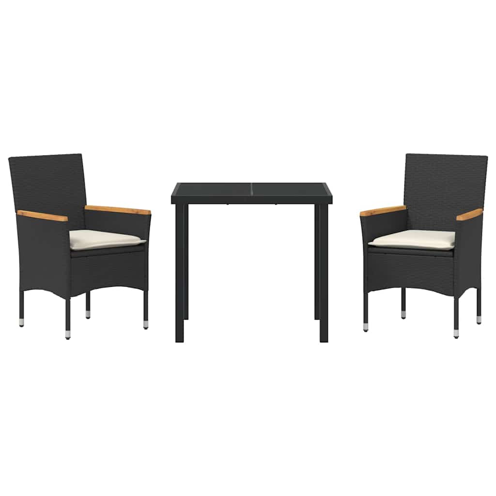 Ensemble de salle à manger pour jardin 3 pcs Noir polyrotin - XIOS