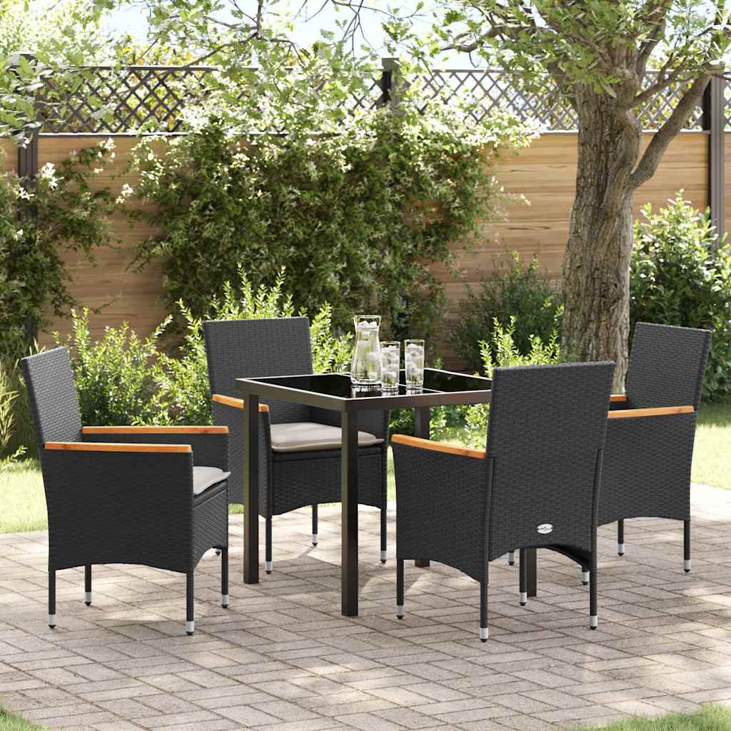 Ensemble de salle à manger pour jardin 5 pcs Noir polyrotin - XIOS