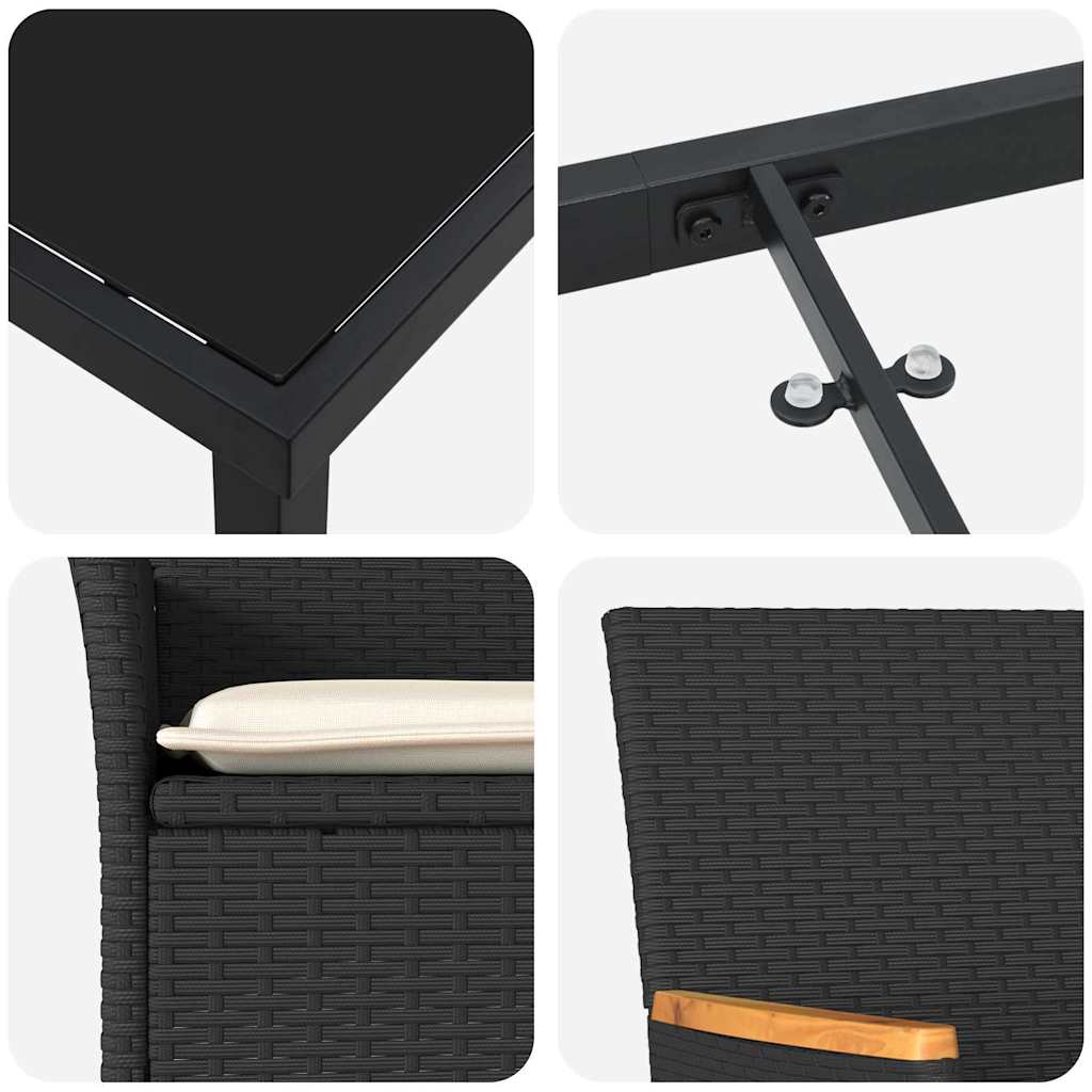 Ensemble de salle à manger pour jardin 5 pcs Noir polyrotin - XIOS