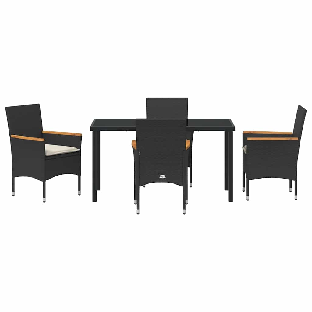 Ensemble de salle à manger pour jardin 5 pcs Noir polyrotin - XIOS