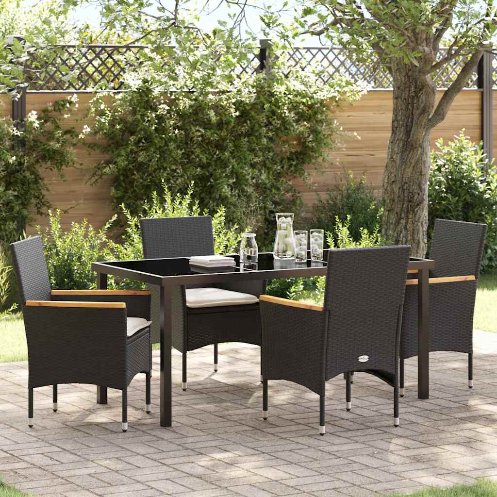Ensemble de salle à manger pour jardin 5 pcs Noir polyrotin - XIOS