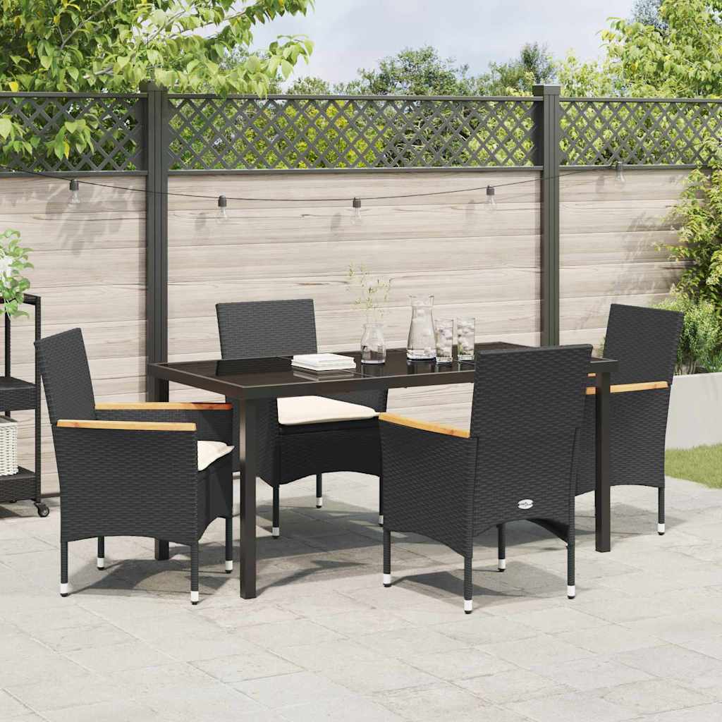 Ensemble de salle à manger pour jardin 5 pcs Noir polyrotin - XIOS