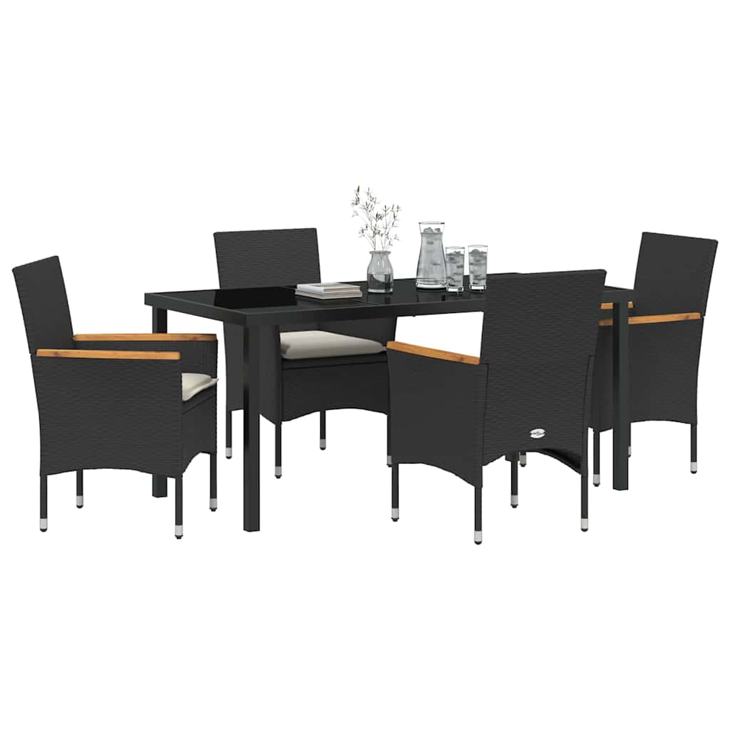 Ensemble de salle à manger pour jardin 5 pcs Noir polyrotin - XIOS