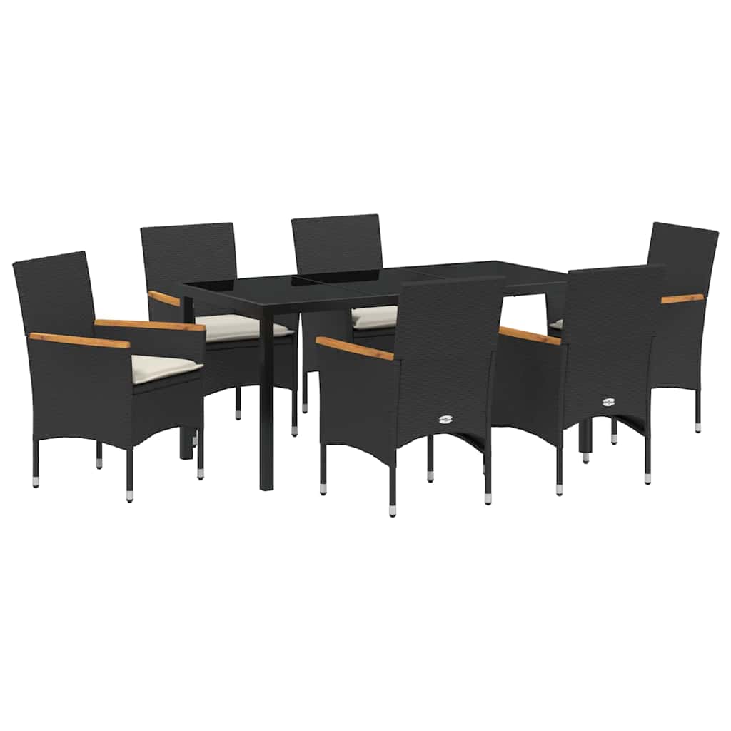 Ensemble de salle à manger pour jardin 7 pcs Noir polyrotin - XIOS