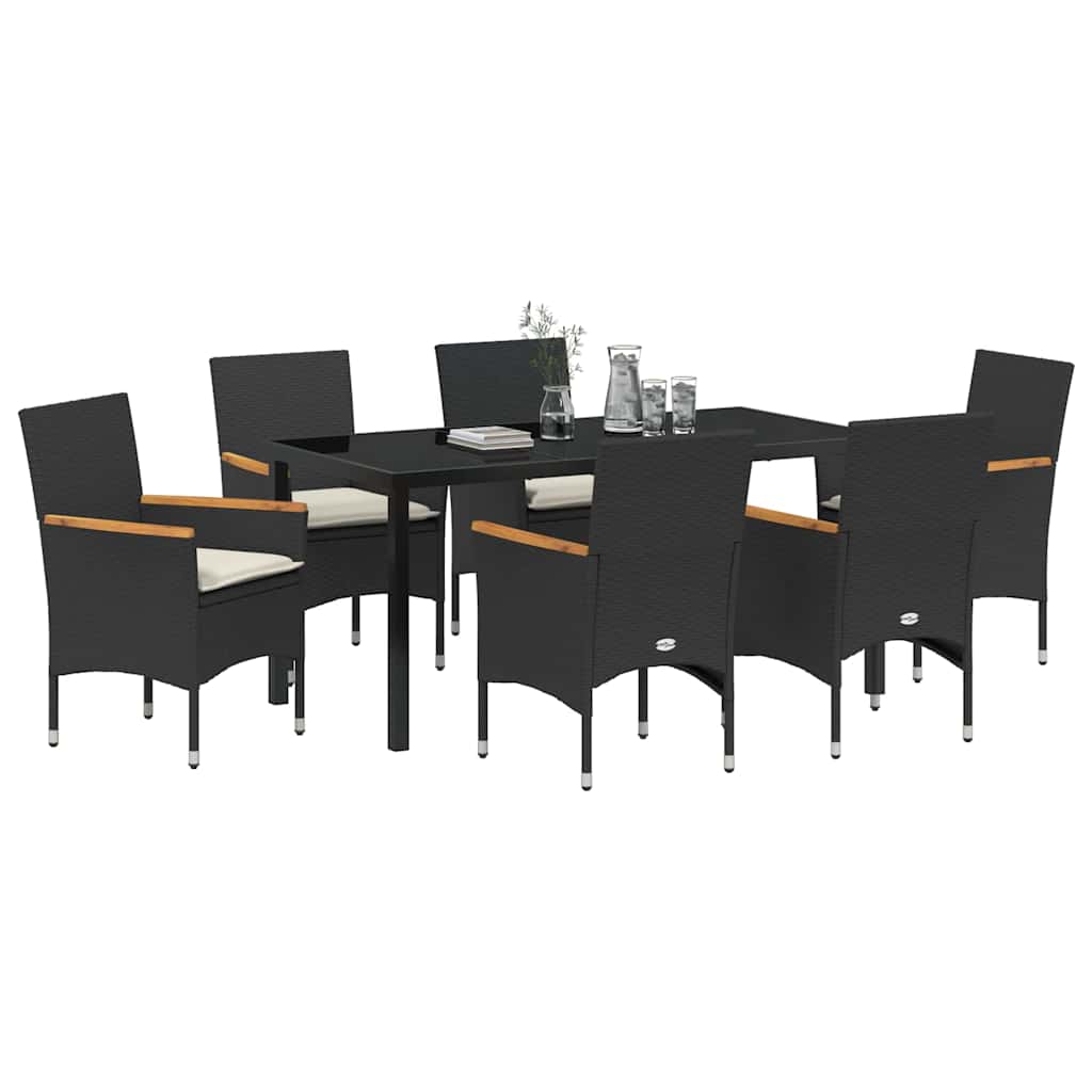 Ensemble de salle à manger pour jardin 7 pcs Noir polyrotin - XIOS
