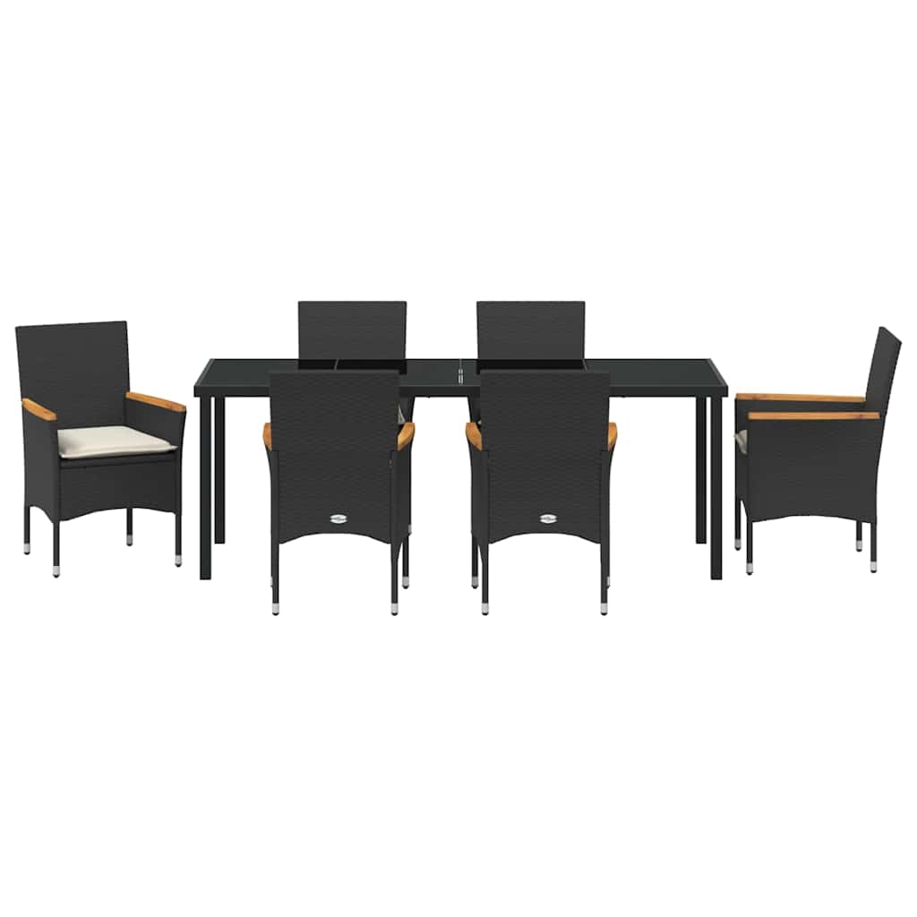 Ensemble de salle à manger pour jardin 7 pcs Noir polyrotin - XIOS