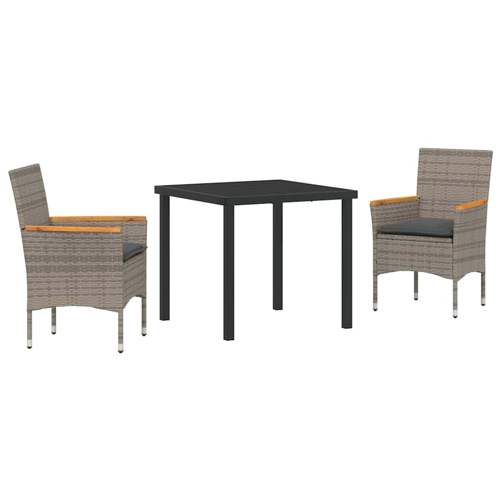 Ensemble de salle à manger pour jardin 3 pcs Gris polyrotin - XIOS