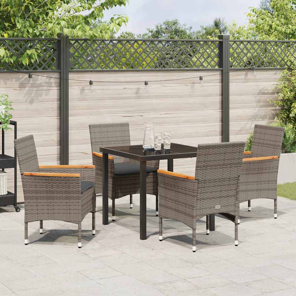 Ensemble de salle à manger pour jardin 5 pcs Gris polyrotin - XIOS