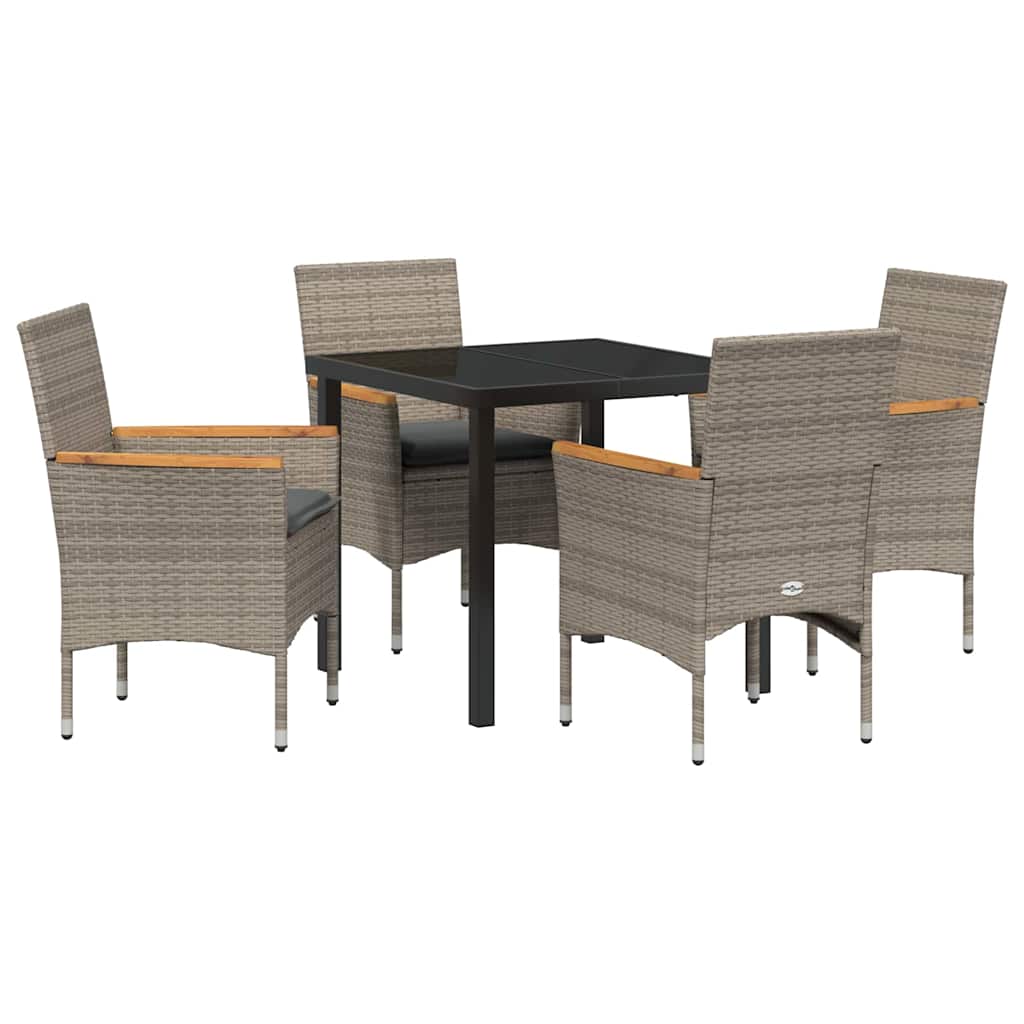 Ensemble de salle à manger pour jardin 5 pcs Gris polyrotin - XIOS