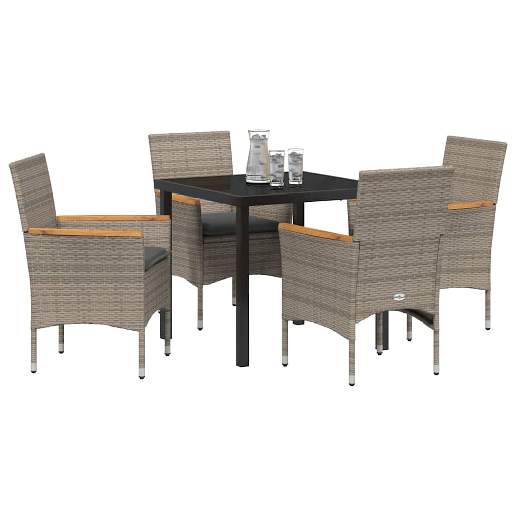 Ensemble de salle à manger pour jardin 5 pcs Gris polyrotin - XIOS