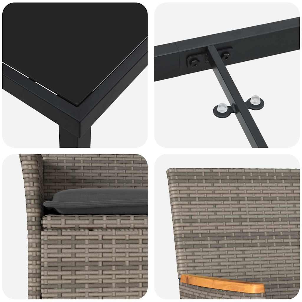 Ensemble de salle à manger pour jardin 5 pcs Gris polyrotin - XIOS