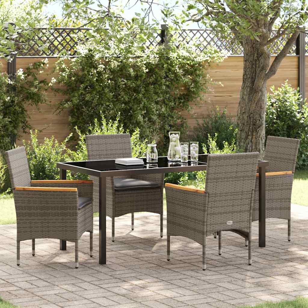 Ensemble de salle à manger pour jardin 5 pcs Gris polyrotin - XIOS