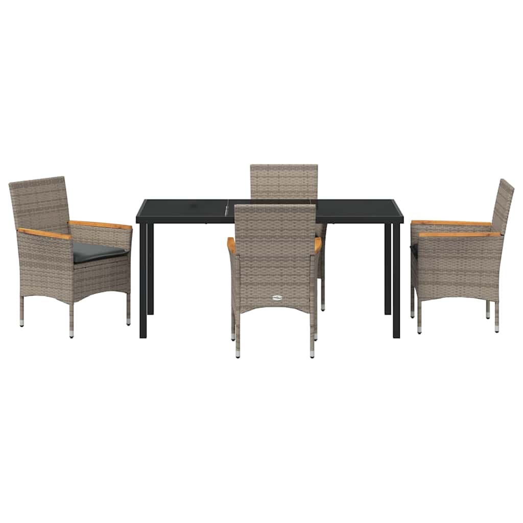Ensemble de salle à manger pour jardin 5 pcs Gris polyrotin - XIOS