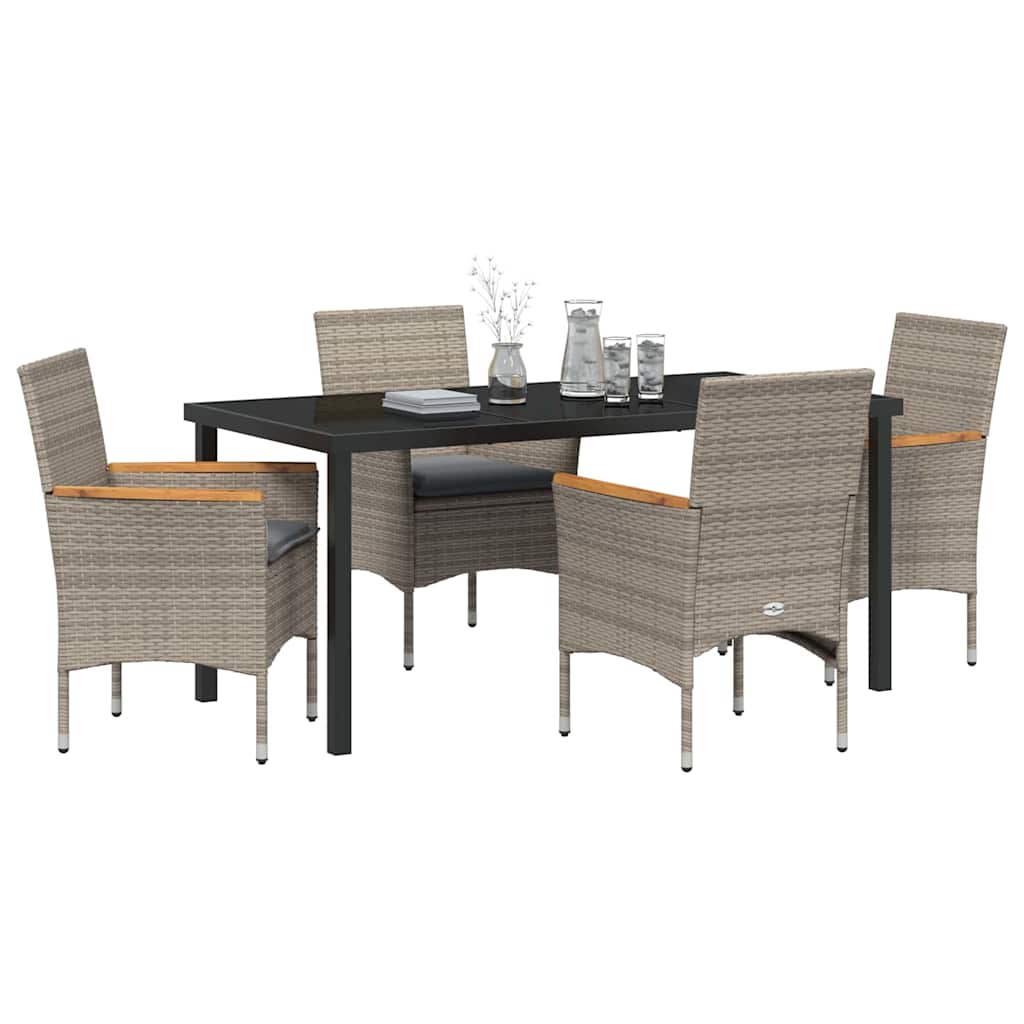 Ensemble de salle à manger pour jardin 5 pcs Gris polyrotin - XIOS